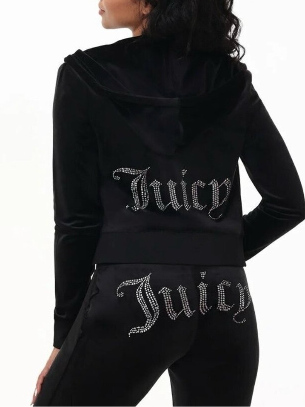 Juicy Couture Big Bling Velour Track Suit Hoodie & Pants Sm